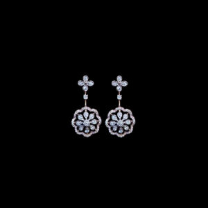 Dainty Rose Gold Diamond Floral Wheel Earrings