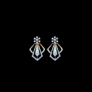 Graceful Rose Gold Diamond Fan Drop Earrings