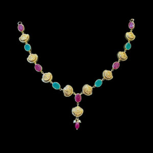 Regal Ruby & Emerald Gold Coin Necklace