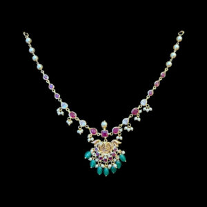 Divine Lakshmi Gold & Ruby Pendant Necklace