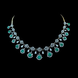 Radiant Emerald & Diamond Drop Necklace
