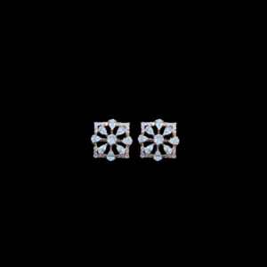 Radiant Rose Gold Diamond Floral Square Studs