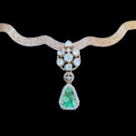 Ethereal Emerald Drop Rose Gold Diamond Necklace