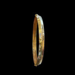 Elegant Ridged Two-Tone Gold Bangle