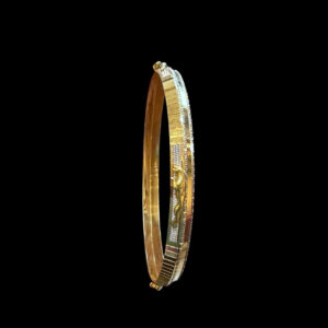 Elegant Ridged Two-Tone Gold Bangle