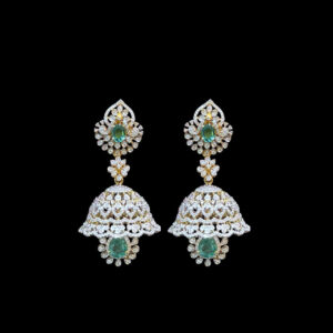 Grand Emerald & Diamond Jhumka Earrings