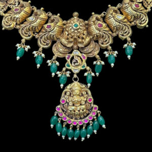 Regal Lakshmi Peacock Antique Gold Necklace