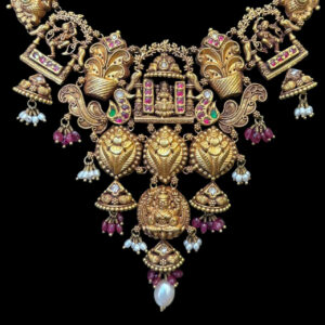 Regal Lakshmi Temple Antique Gold Necklace