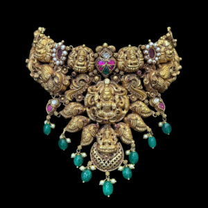Majestic Lakshmi Temple Antique Gold Choker
