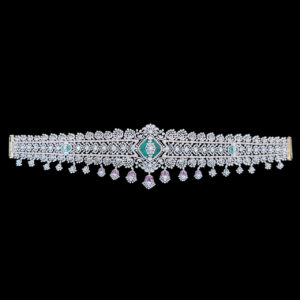 Majestic Diamond & Emerald Bridal Waist Belt