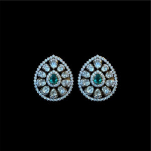 Regal Emerald & Diamond Teardrop Stud Earrings