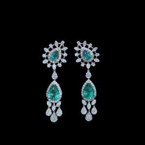 Ethereal Emerald & Diamond Chandelier Drop Earrings