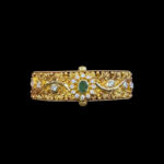 Regal Emerald & Diamond Antique Gold Bangles Pair