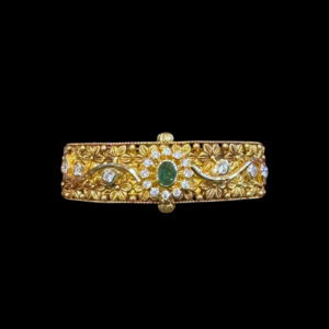 Regal Emerald & Diamond Antique Gold Bangles Pair