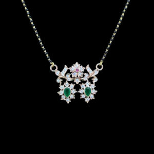 Graceful Emerald & Diamond Floral Mangalsutra