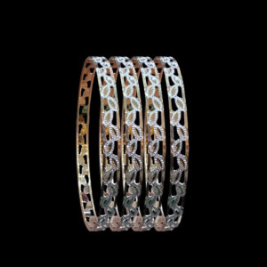 Elegant Two-Tone Gold Leaf-Cut Bangles Set