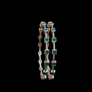Elegant Emerald Square Stone Bangle Pair