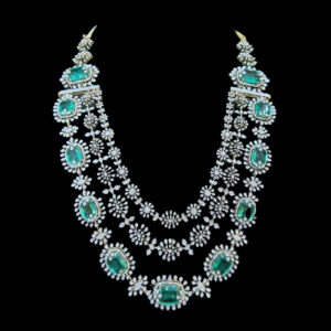 Majestic Emerald & Diamond Layered Bridal Haram