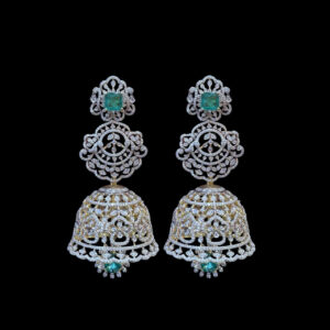 Grand Emerald & Diamond Chandelier Jhumka Earrings