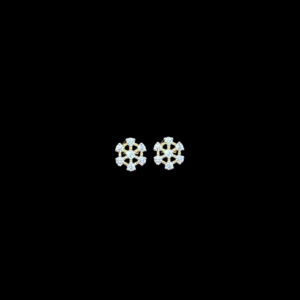Classic Diamond Floral Wheel Gold Stud Earrings
