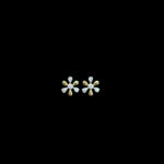 Dainty Diamond Daisy Two-Tone Gold Stud Earrings