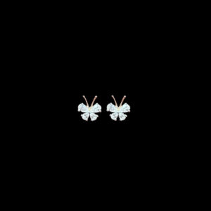Whimsical Diamond Butterfly Rose Gold Stud Earrings