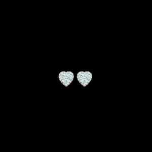 Playful Diamond Heart Rose Gold Stud Earrings