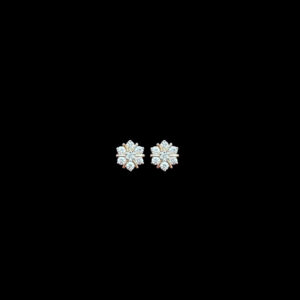 Elegant Diamond Blossom Gold Stud Earrings