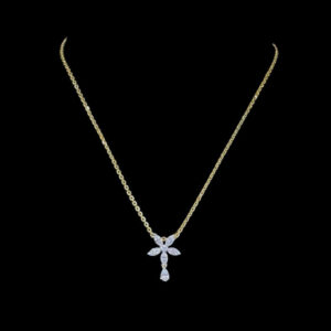 Dainty Diamond Floral Gold Chain Necklace