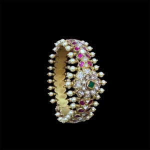 Regal Pearl & Polki Antique Gold Kada