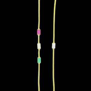 Radiant Ruby, Emerald & Diamond Station Gold Chain