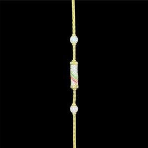 Radiant Ruby & Emerald Cylinder Bead Gold Chain