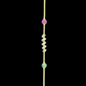 Ornate Ruby & Emerald Beaded Mugappu Chain