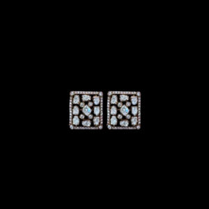 Ornate Diamond Scattered Square Studs