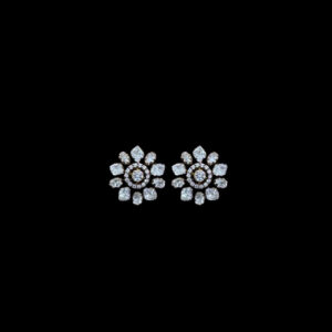 Radiant Diamond Sunburst Floral Studs