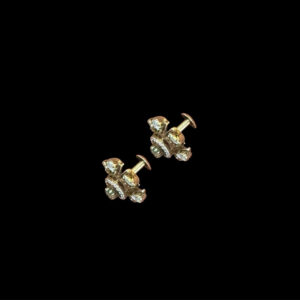Graceful Emerald & Diamond Victorian Petal Studs