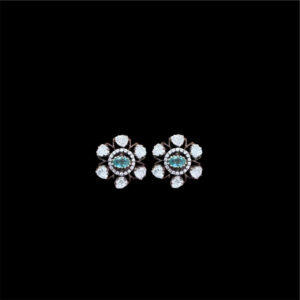 Graceful Emerald & Diamond Victorian Petal Studs