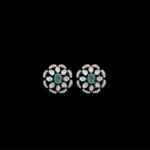 Ornate Emerald & Diamond Victorian Swirl Studs