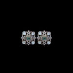 Classic Emerald & Diamond Victorian Square Studs