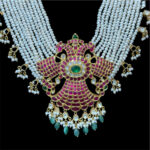 Regal Peacock Ruby & Pearl Bead Haram