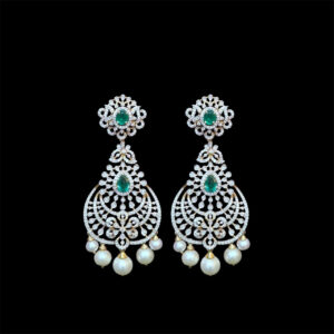 Grand Emerald & Diamond Chandbali Earrings