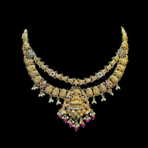 Grand Lakshmi Two-Strand Antique Gold Necklace