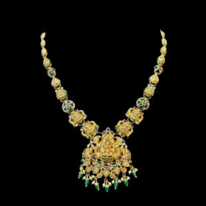 Ornate Lakshmi Mango Bead Gold Necklace