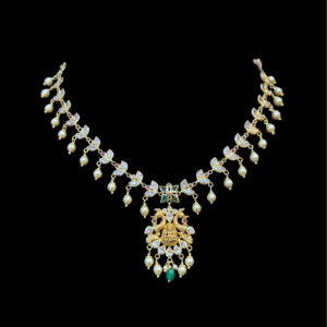 Elegant Lakshmi Diamond & Pearl Gold Necklace