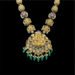 Ethereal Lakshmi Emerald Drop Gold Haram