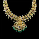 Ornate Lakshmi Mango Leaf Gold Necklace