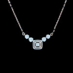 Dainty Diamond Square & Aquamarine Gold Necklace