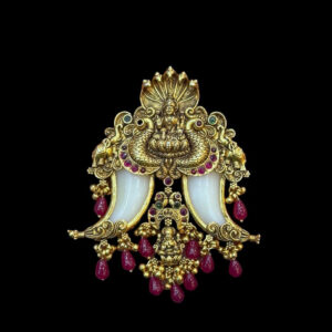 Majestic Lakshmi Puligoru Antique Gold Tiger-Claw Pendant