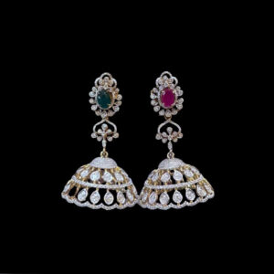 Regal Ruby & Emerald Diamond Jhumka Earrings