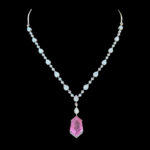 Elegant Pink Tourmaline & Pearl Drop Necklace